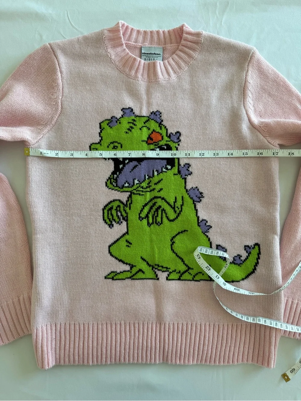 Nickelodeon Hot Topic RugRats Pink Reptar Crewneck Sweater - Picture 7 of 9